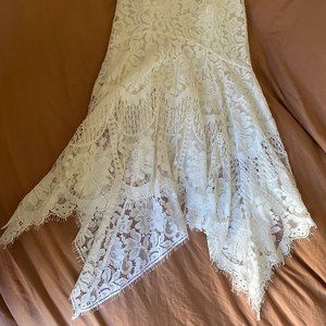 Lover Halo Hanky Skirt- lace fluted midi skirt